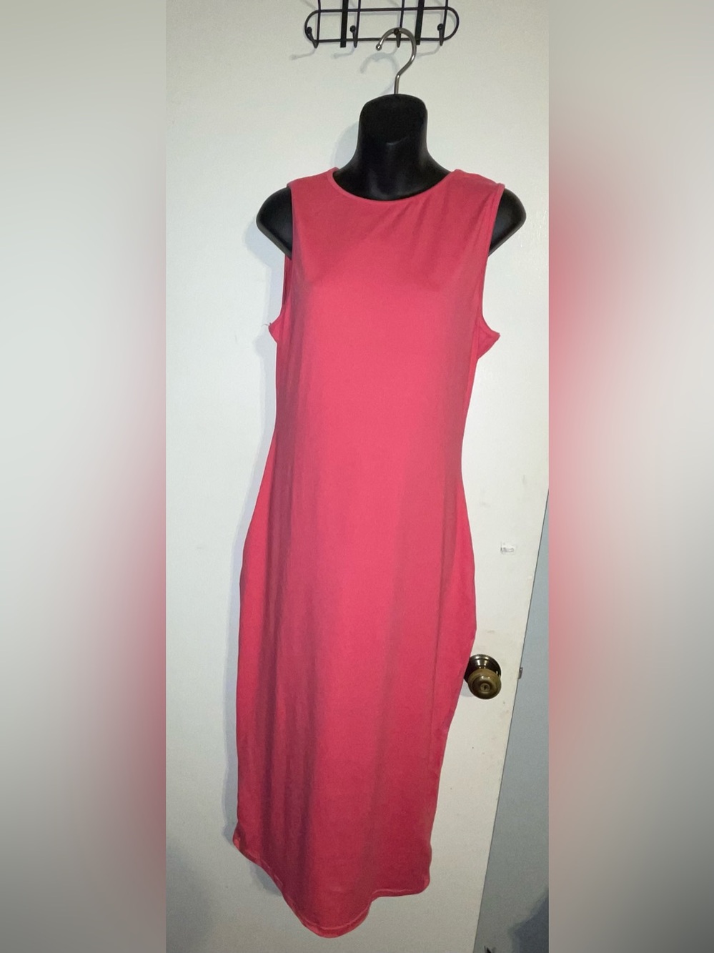 SHEIN Coral-Pink Sleeveless Midi Dress